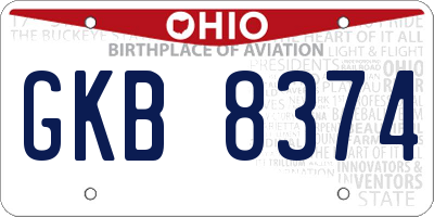 OH license plate GKB8374