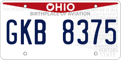 OH license plate GKB8375