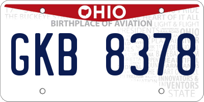 OH license plate GKB8378