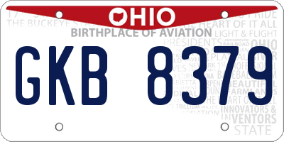 OH license plate GKB8379