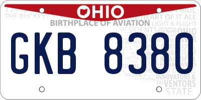 OH license plate GKB8380