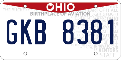 OH license plate GKB8381