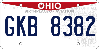 OH license plate GKB8382