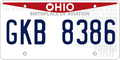OH license plate GKB8386