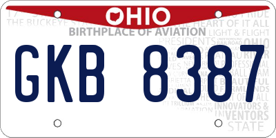 OH license plate GKB8387