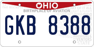 OH license plate GKB8388