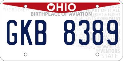 OH license plate GKB8389
