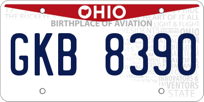 OH license plate GKB8390