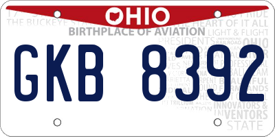 OH license plate GKB8392
