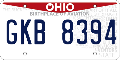 OH license plate GKB8394