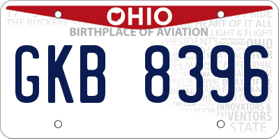 OH license plate GKB8396