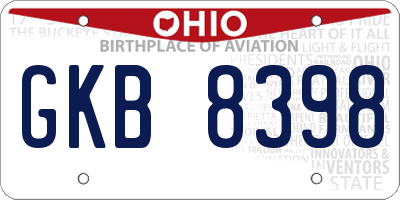 OH license plate GKB8398