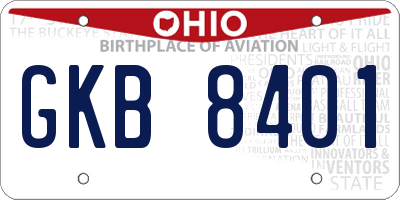 OH license plate GKB8401