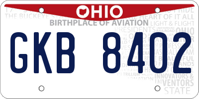 OH license plate GKB8402