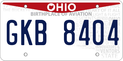 OH license plate GKB8404