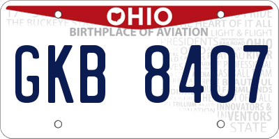 OH license plate GKB8407