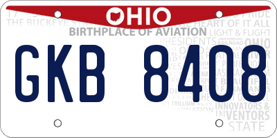 OH license plate GKB8408