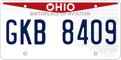 OH license plate GKB8409