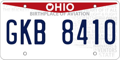 OH license plate GKB8410