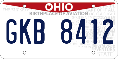 OH license plate GKB8412