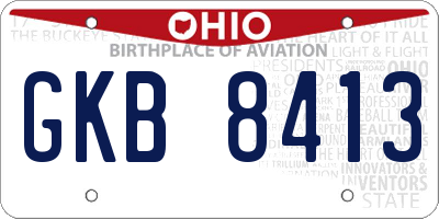 OH license plate GKB8413