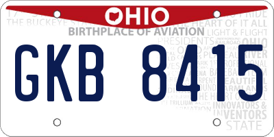 OH license plate GKB8415