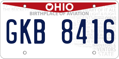 OH license plate GKB8416