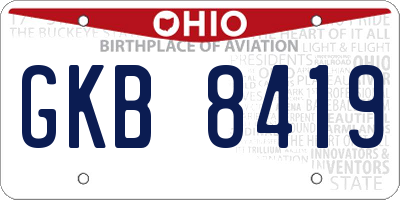 OH license plate GKB8419