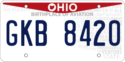 OH license plate GKB8420