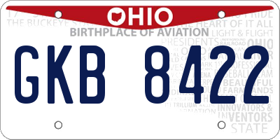OH license plate GKB8422