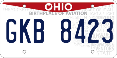 OH license plate GKB8423