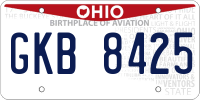 OH license plate GKB8425