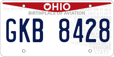 OH license plate GKB8428