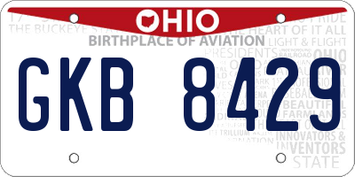 OH license plate GKB8429