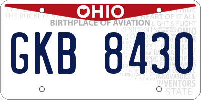 OH license plate GKB8430