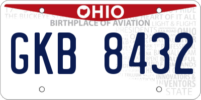OH license plate GKB8432