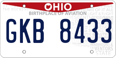OH license plate GKB8433