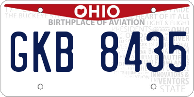 OH license plate GKB8435