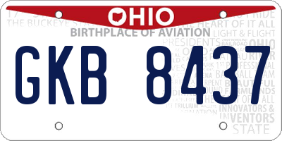 OH license plate GKB8437