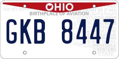 OH license plate GKB8447