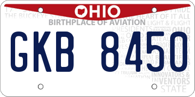 OH license plate GKB8450