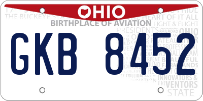 OH license plate GKB8452