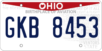 OH license plate GKB8453