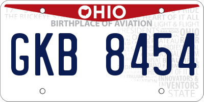 OH license plate GKB8454