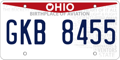 OH license plate GKB8455