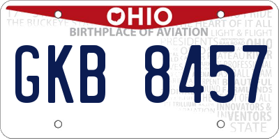 OH license plate GKB8457