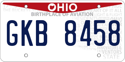 OH license plate GKB8458