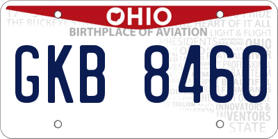 OH license plate GKB8460