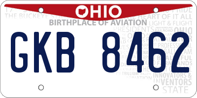 OH license plate GKB8462
