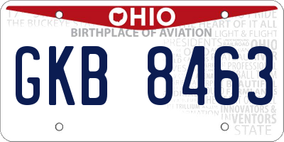 OH license plate GKB8463